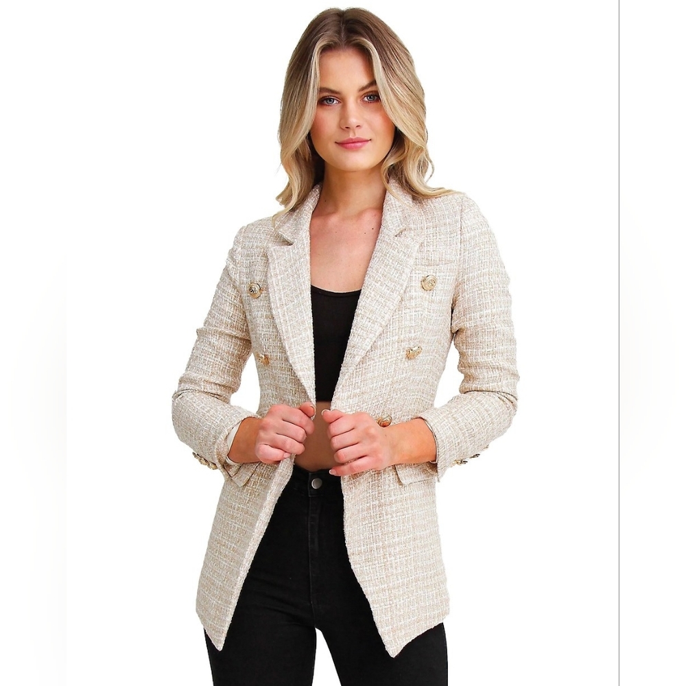 NWOT - Belle & Bloom / Princess Polina Tweed Blazer with Buttons, Size Medium